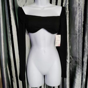 MakeMeChic - Sexy Long Sleeve Crop Top